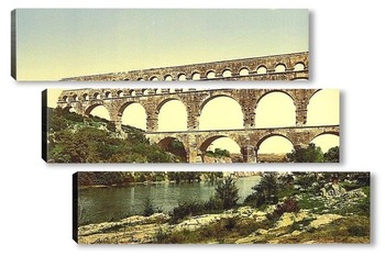 Модульная картина Римский мост через Гар, построенный Агриппой, Ниме, Франция.1890-1900 гг