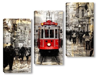 Модульная картина Трамвай и дождь