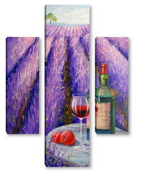 Модульная картина Лаванда, вино и фрукты