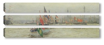 Модульная картина Река,шествие короля Георга, 1919