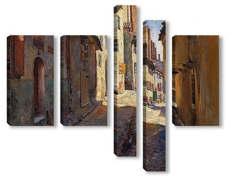 Модульная картина Узкая улица в Риге