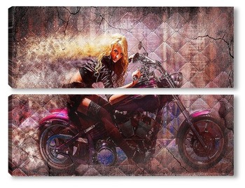 Модульная картина Девушка и мотоцикл