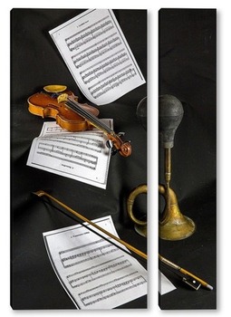 Модульная картина Скрипка, ноты и клаксон