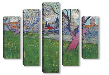 Модульная картина Вид на Арль с деревьями в цвету, 1889