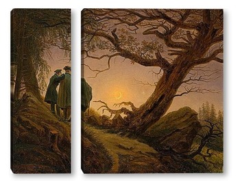 Модульная картина Двое мужчин рассматривают луну