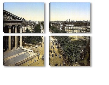 Модульная картина Бульвар-де-ла-Мадлен с церковью Мадлен слева, Париж.1890-1905 гг