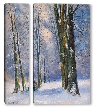 Модульная картина Зимой в лесу, недалеко от Парижа