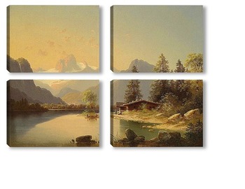 Модульная картина Домик на озере