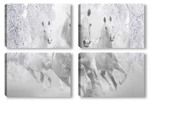 Модульная картина Зимние лошади