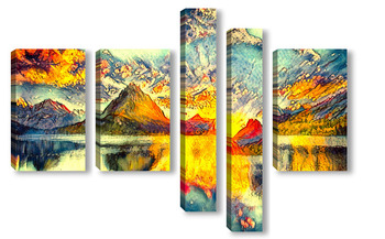 Модульная картина разноцветные горы