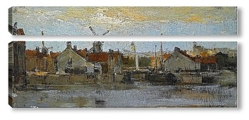 Модульная картина Вид голландского города на набережной