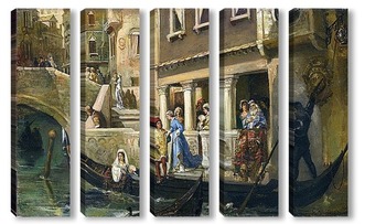 Модульная картина Знатные венецианцы у гондолы 