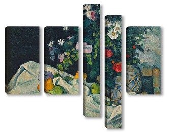 Модульная картина Натюрморт с цветами и фруктами