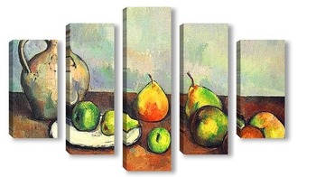 Модульная картина Натюрморт с кувшином и фруктами.