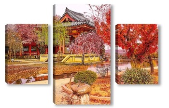 Модульная картина Осенний дворик