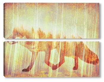Модульная картина Лиса на фоне леса