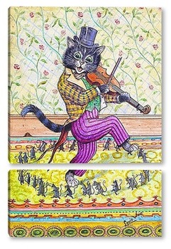 Модульная картина Кот играет на скрипке 