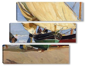 Модульная картина Лодки в мели, Валенсия