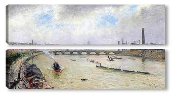 Модульная картина Напряженный день на Темзе, перед мостом Ватерлоо, 1901