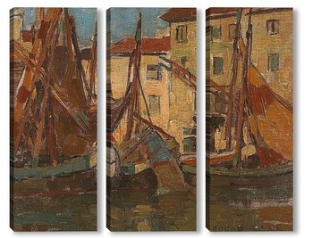  Четыре лодки вдоль гавани