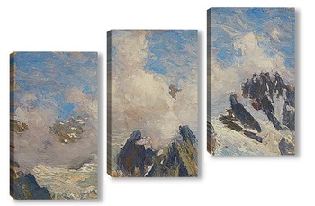 Модульная картина Горы, снег и облака
