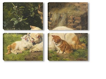 Модульная картина Кошка с котятами 