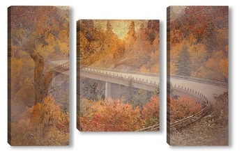 Модульная картина Осенняя дорога