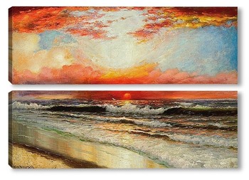 Модульная картина Прибрежный пейзаж, закат
