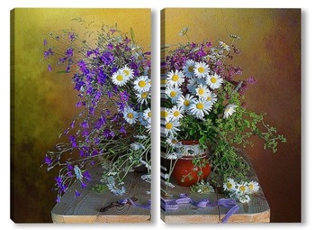 Модульная картина Натюрморт с полевыми цветами