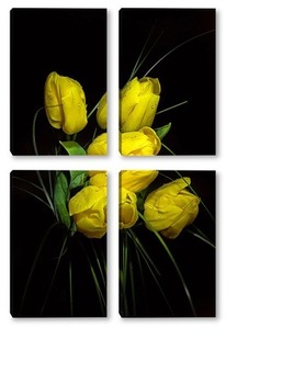 Модульная картина желтые тюльпаны