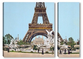 Модульная картина Эйфелева башня и фонтан 