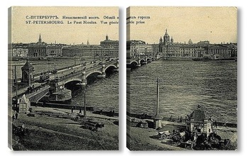Модульная картина Вид на Николаевский мост с Васильевского острова