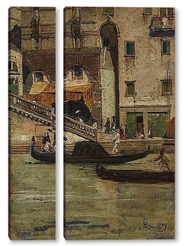 Модульная картина На мосту Риальто в Венеции