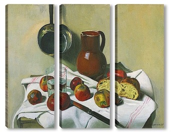 Модульная картина Яблоки, кувшин, стакан воды и Тин Пан, 1925