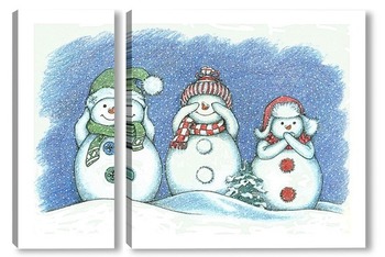 Модульная картина Три мудрых снеговичка