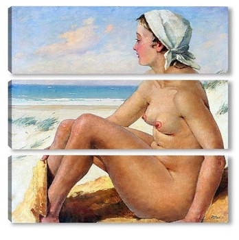 Модульная картина Девушка на пляже
