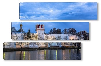 Модульная картина Вечерняя прогулка у Новодевичьего пруда