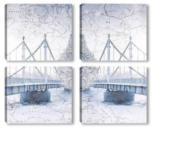 Модульная картина Мост зимой