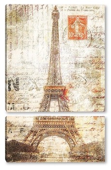 Модульная картина Почтовая марка из Парижа