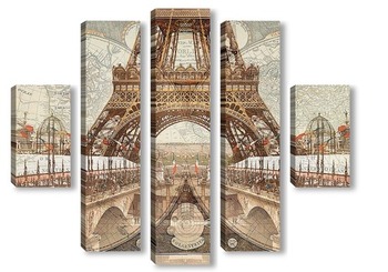 Модульная картина Ретро Париж