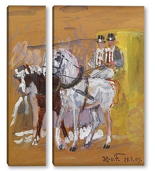 Модульная картина Упряжка лошадей в 1909