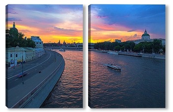 Модульная картина Летний вечер на Москва-реке