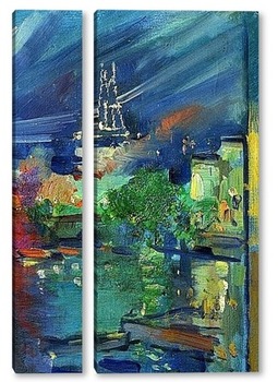 Модульная картина Эйфелева башня ночью