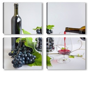 Модульная картина Вино наливается в бокал