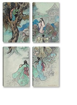  Медсестра, Зеленая ива и другие книжные иллюстрации японских ска