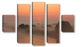 Модульная картина туманное утро