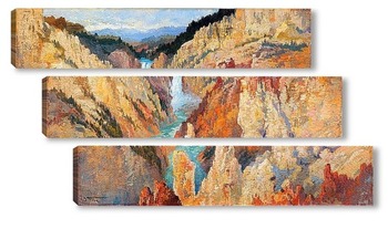 Модульная картина Водопад Нижний Йеллоустоун