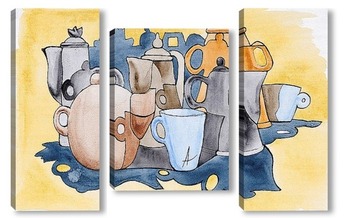 Модульная картина Чайники и чашечки