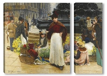 Модульная картина Лондон, цветочница, площадь Пикадилли