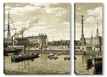 Модульная картина Старая Барселона. Порт